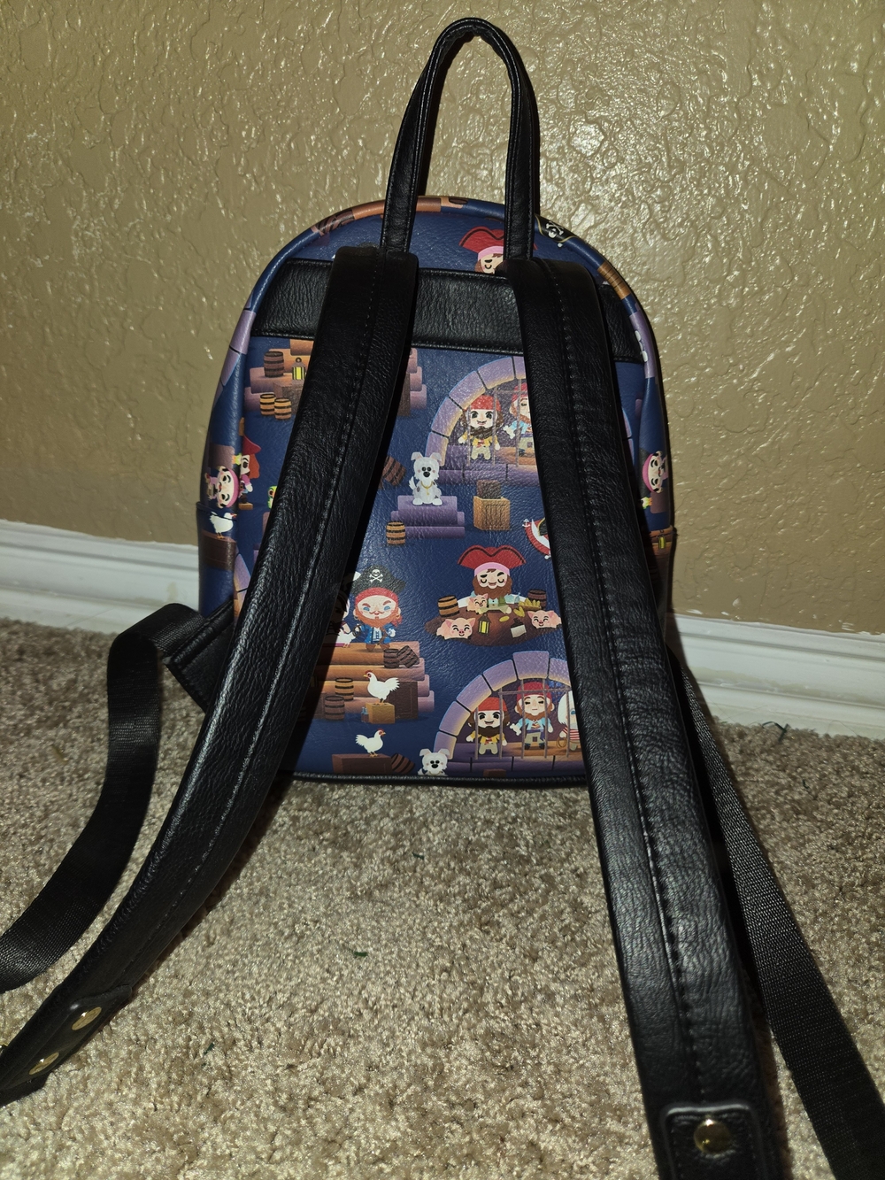 Loungefly Navy Pirates Of The Caribbean Mini Backpack with Gold Accents - Picture 3 of 8